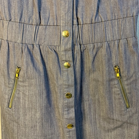 Sugarlips Sleeveless Dress S-M Denim Summer Cruise Cotton Blend Bodycon Zippers - Picture 4 of 11